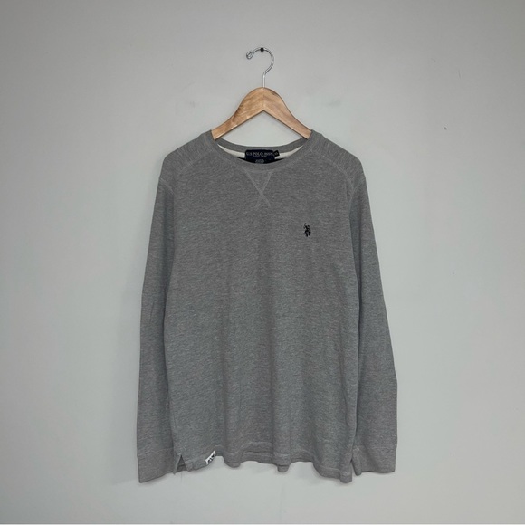 U.S. Polo Assn. Crew Neck Thermal Men's Size XL Grey Heather Long Sleeve Vintage - Picture 2 of 9